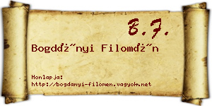 Bogdányi Filomén névjegykártya